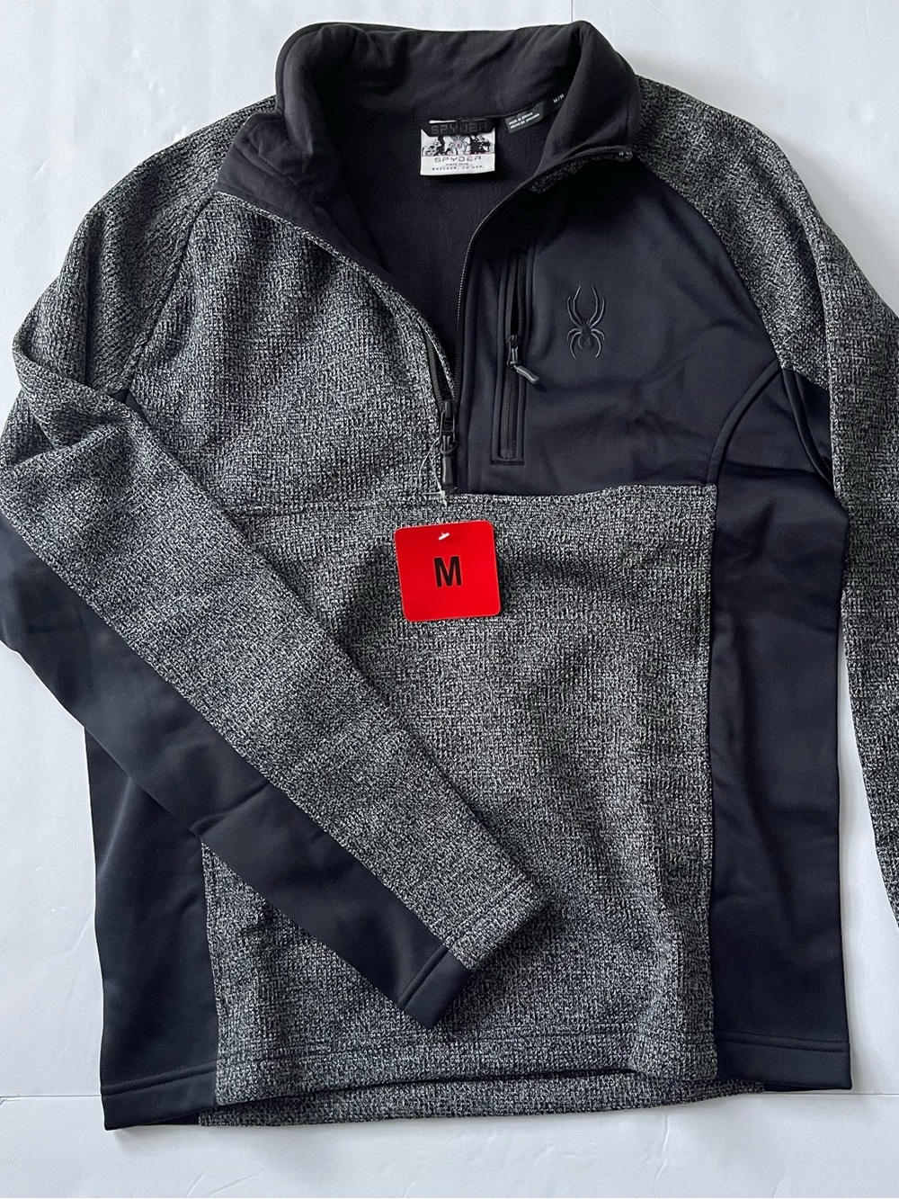 Spyder Men's Gray Heather and Black Quarter-Zip Fleece Pullover